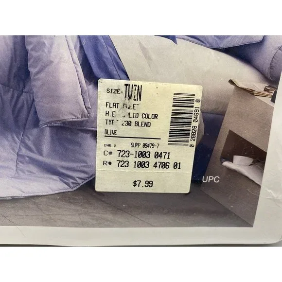 JCP Home Expressions Twin Flat Sheet Olive Made In USA Cottonblend New - Picture 4 of 5